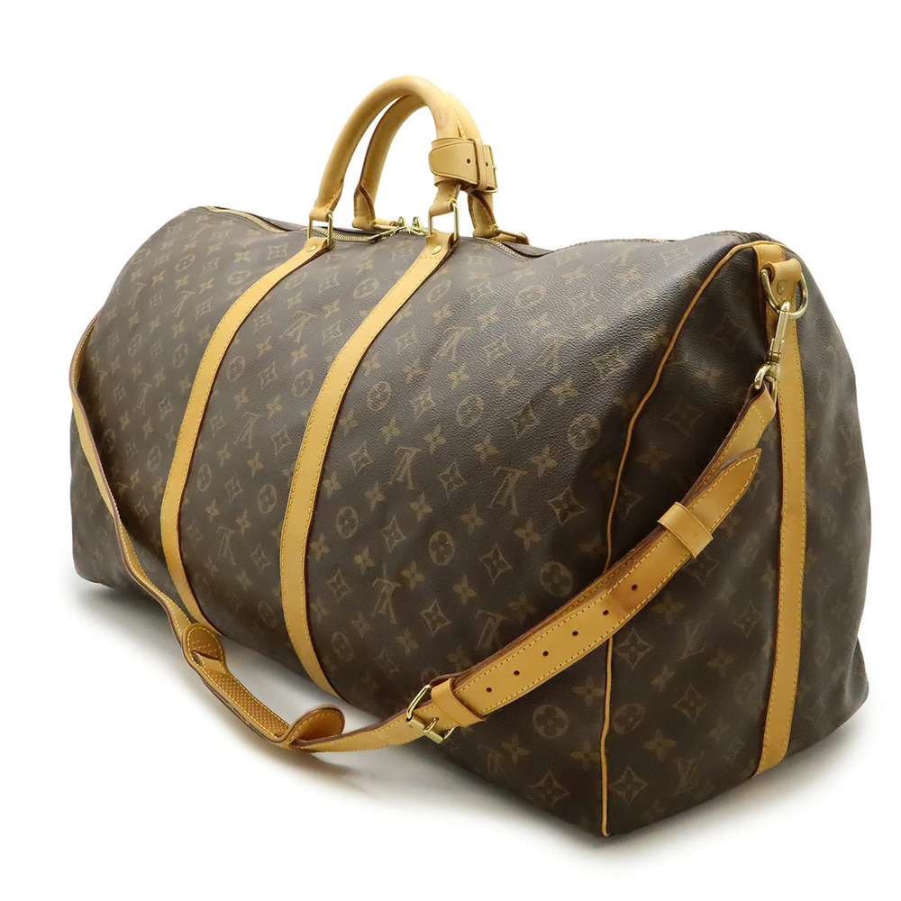 Louis Vuitton Boston Travel Bag Bandouliere Shoulder Monogram Keepall Brown